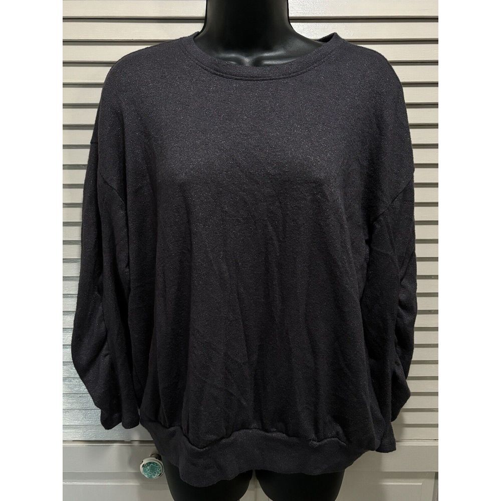 Torrid Dark Grey Sparkle Long‎ Gathered Sleeve Sweater Size 0 Band Hem